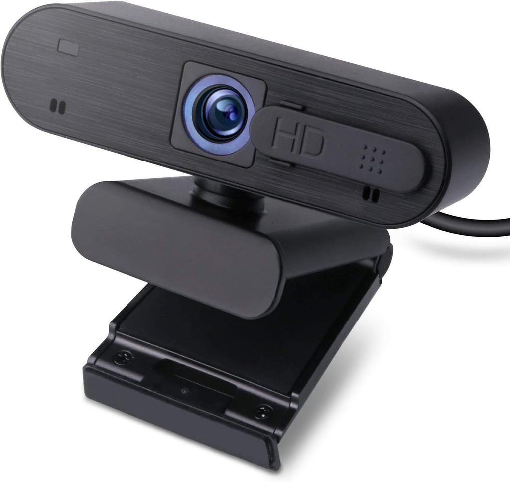 ELECOM Full HD 1080p Privacy Tripod Webcam, 30FPS, 2MP, Autofocus, Built-in Microphone, Shutter, 1/4-inch Mount, Black, UCAM-C820ABBK/E