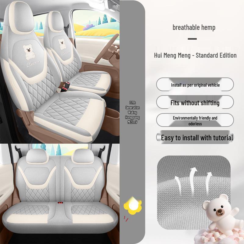 Breathable Cotton-Linen Car Seat Covers for 2026 Hongguang Mini (4-Door)