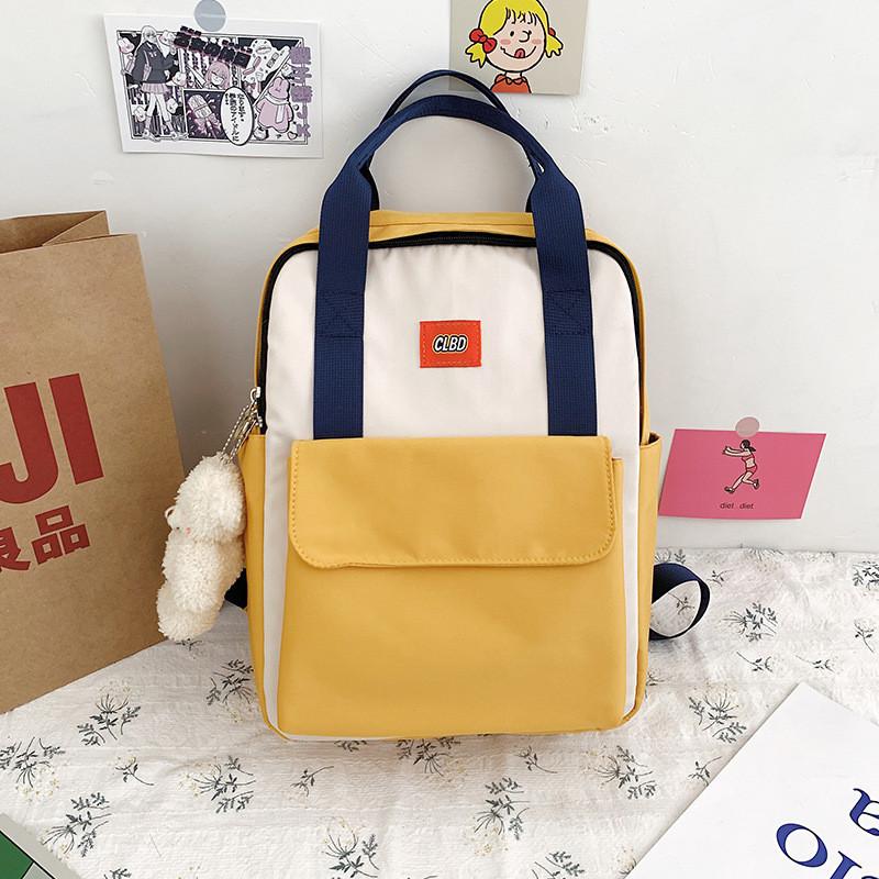 Urban Minimalist Style Nylon Fabric Backpack With Color Blocking Popular Element For Casual Travel