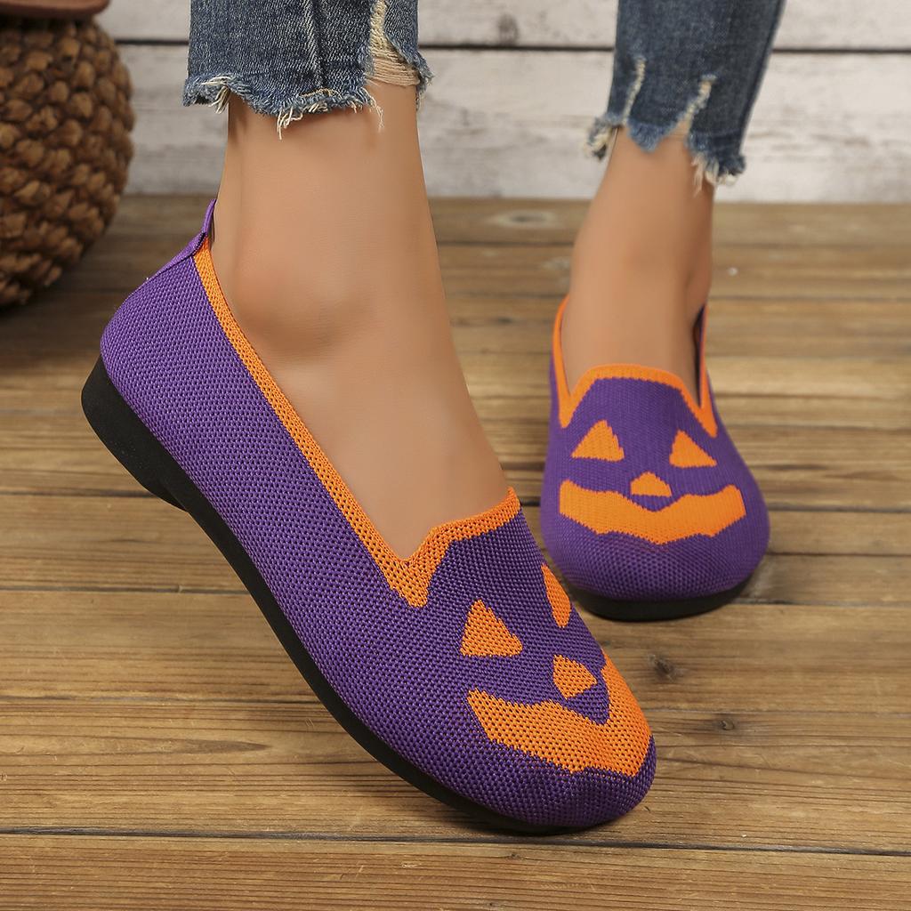 2025 New Women's Halloween Pumpkin Print Breathable Shoes
