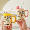 Cute Mug Boy and Girl Birthday Gift High Value Water Cup Creative Straw Cup Couple Cup Student Desktop Water Cup