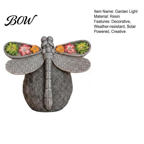 Automatic Dusk to Dawn Light Solar Powered Dragonfly Garden Light, Statue Decorative Courtyard Lamp, LED for Yard Patio Warm
