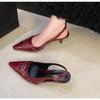 Fashion Fashion Female Sandals Red Fashion Heels Women Pumps Footwear Slingbacks Shoes For Pointed Toe Buckle Strap Ladies Heels Shoe