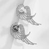Winged Couple Pearl Brooch Japanese and Korean Style Alloy Diamond-encrusted Wing Brooch