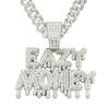 Fashion Rock EAZY MONEY Letter Pendant With 13mm Rhinestones Miami Cuban Chain HipHop Iced Out Bling Necklaces Charm Man Jewelry