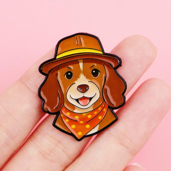 Cute Dog Enamel Pin Funny Puppy Metal Brooch for Women Dog
