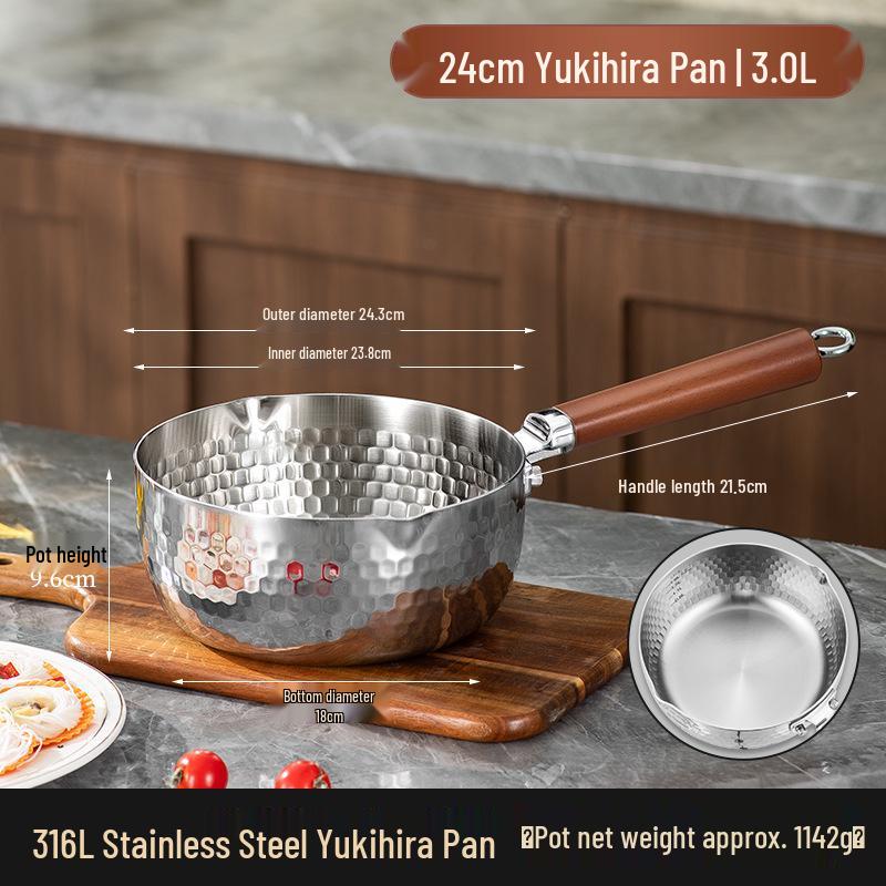Антипригарная кастрюля Yukihira из нержавеющей стали 316L - Утолщенная кастрюля для молока и детского питания для индукционных плит, для варки на пару, кипячения и супа