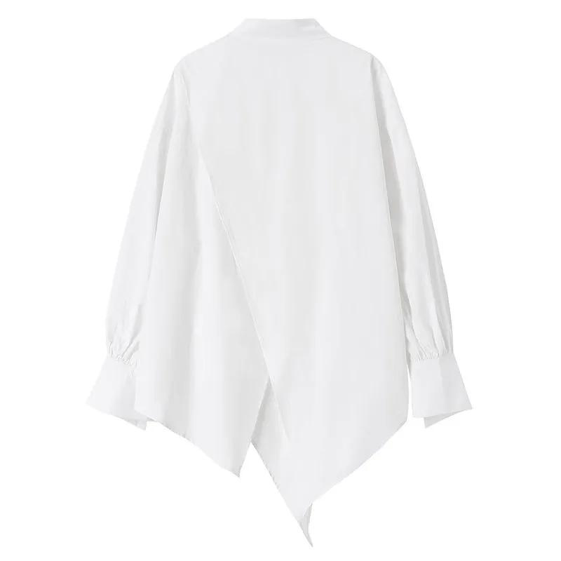 Женская рубашка корейская мода свободная тонкая винтажная блузка с сплошным лацканом длинный рукав простая рубашка пара одежда топы