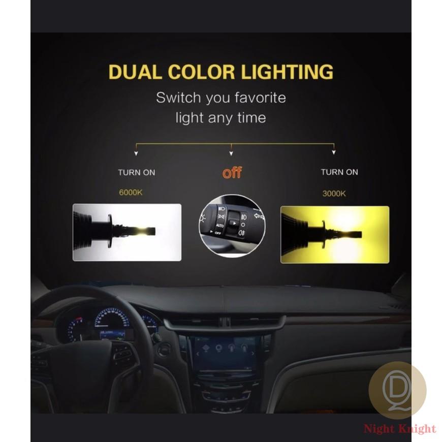 2 шт. светодиодные автомобильные фары H8 H9 H11 H7 HB3 HB4 9005 9006 H27 880 881 H3 H1 светодиодные лампы для фар двухцветные автомобильные противотуманные фары