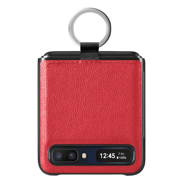 Тонкий кожаный чехол с держателем на палец для Samsung Galaxy Z Flip 3 Flip4 Flip 4 Flip3 5g, складной чехол для мобильного телефона с защитой от падения, Fundas