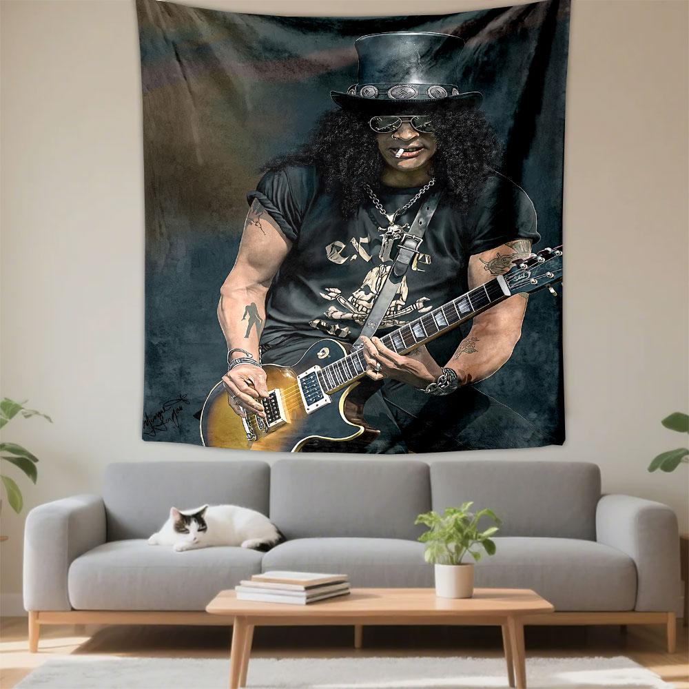 Гобелен на стену с изображением гитариста, Рок-звезда Guns N Roses, Музыкальный декор для спальни, Мужская берлога