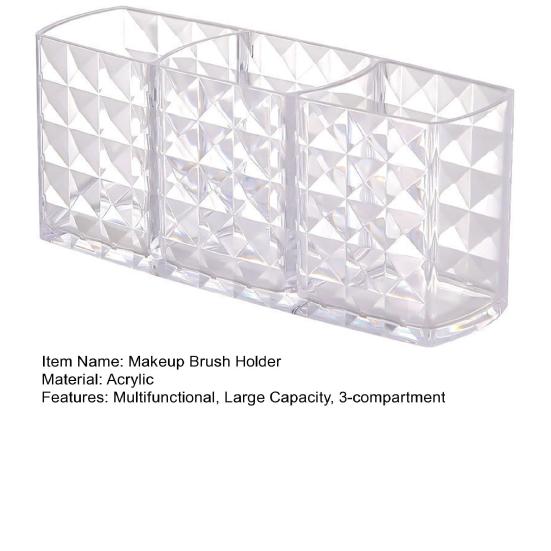 Контейнер для кистей для макияжа, удобный видимый держатель с 3 отделениями, настольная коробка для канцелярских принадлежностей для домашнего использования