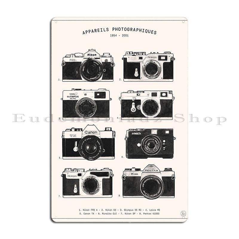 Анатомия камеры Leica 1989 Старая деталь камеры Чертеж патента Металлическая табличка Клубная вечеринка Таблички Гостиная Создать Жестяной знак Постер