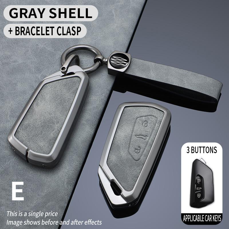 Leather Zinc Alloy Car Key Case Cover For Vw Volkswagen Golf 8 Skoda Octavia A8 Seat Leon Mk4 Key Chain Accessories