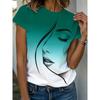 Summer Fashion Women's Y2K T Shirt Graphic Abstract Stylish Classic Short Sleeve Crew Neck Tees Round Neck Regular Tops