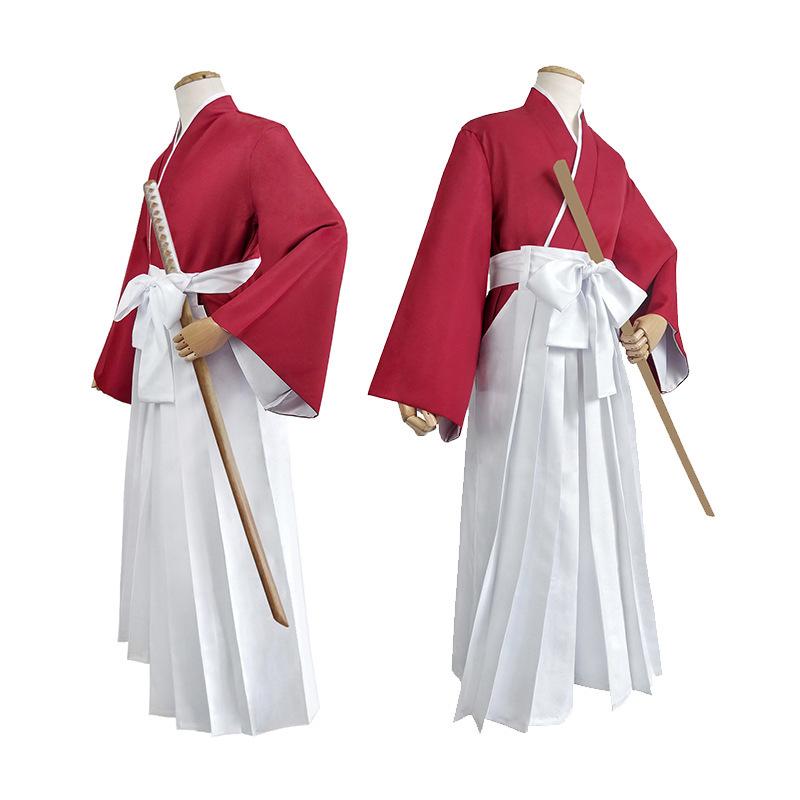 Rurouni Kenshin Himura KENSHIN Косплей Костюм Кимоно Хэллоуин Ролевые игры Одежда Топы и брюки и пояс Униформа