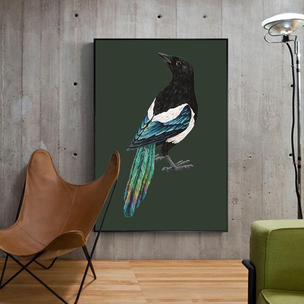 Картина «Американская сорока», винтажное существо, настенное искусство, холст с принтом, постер, красочная картина с птицей для гостиной, домашний декор, Cuadros