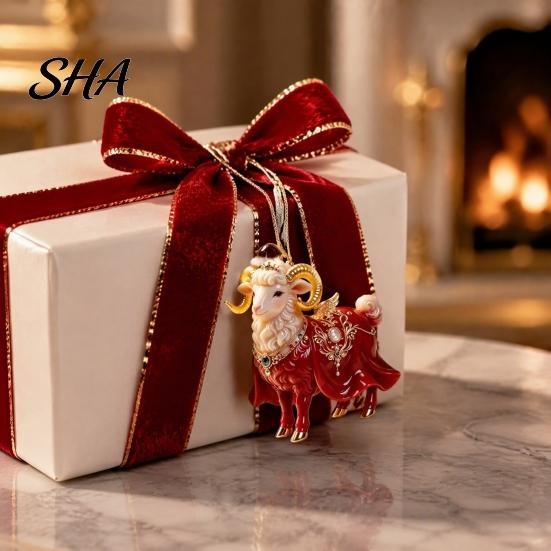 Winter Wonderland Party Supplies 2D Flat Christmas Sheep Hanging Ornament with Lanyard, Acrylic Custom Gifts Tree Pendant for Home Festive Decor