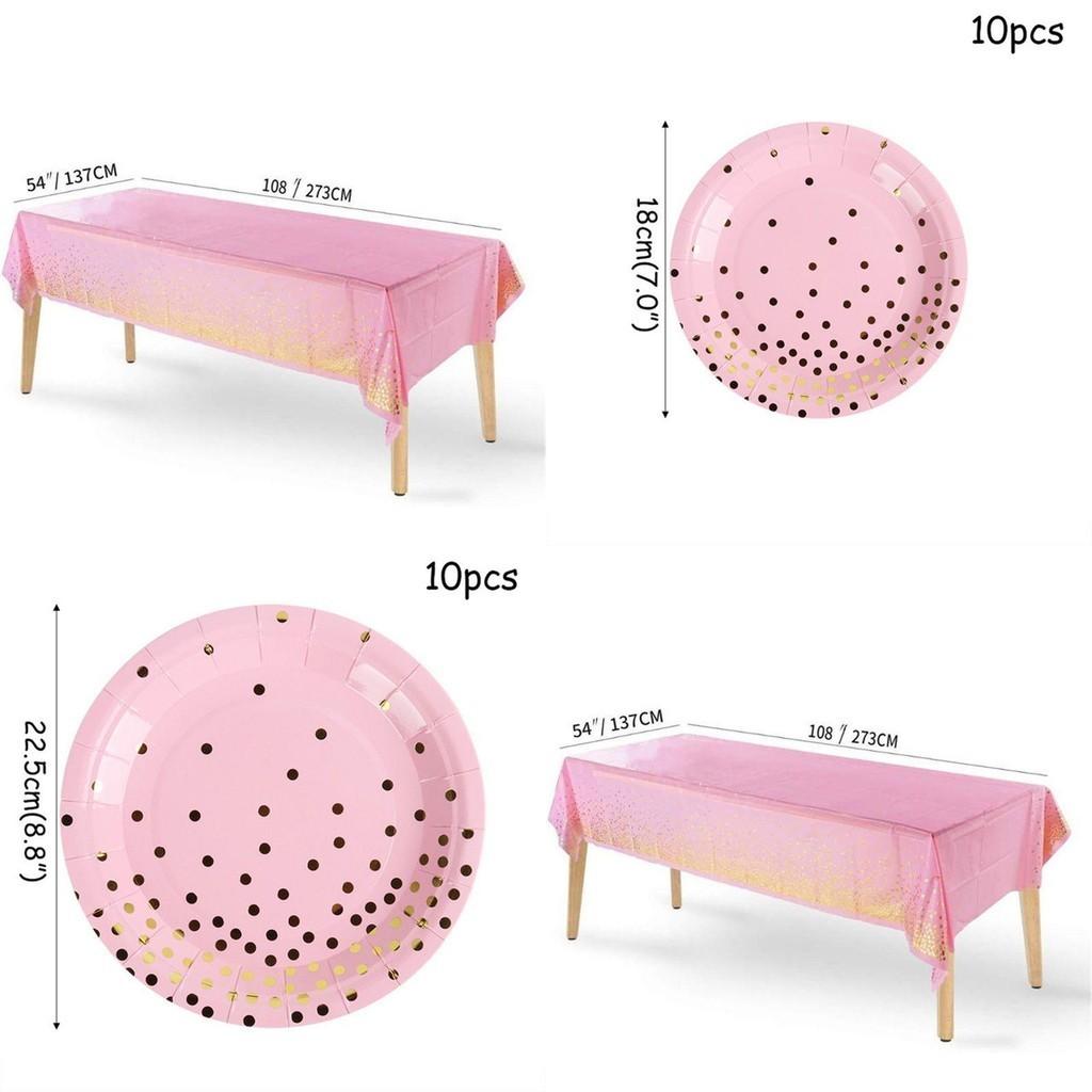 Восхитительная розово-золотая одноразовая посуда для создания праздничной атмосферы