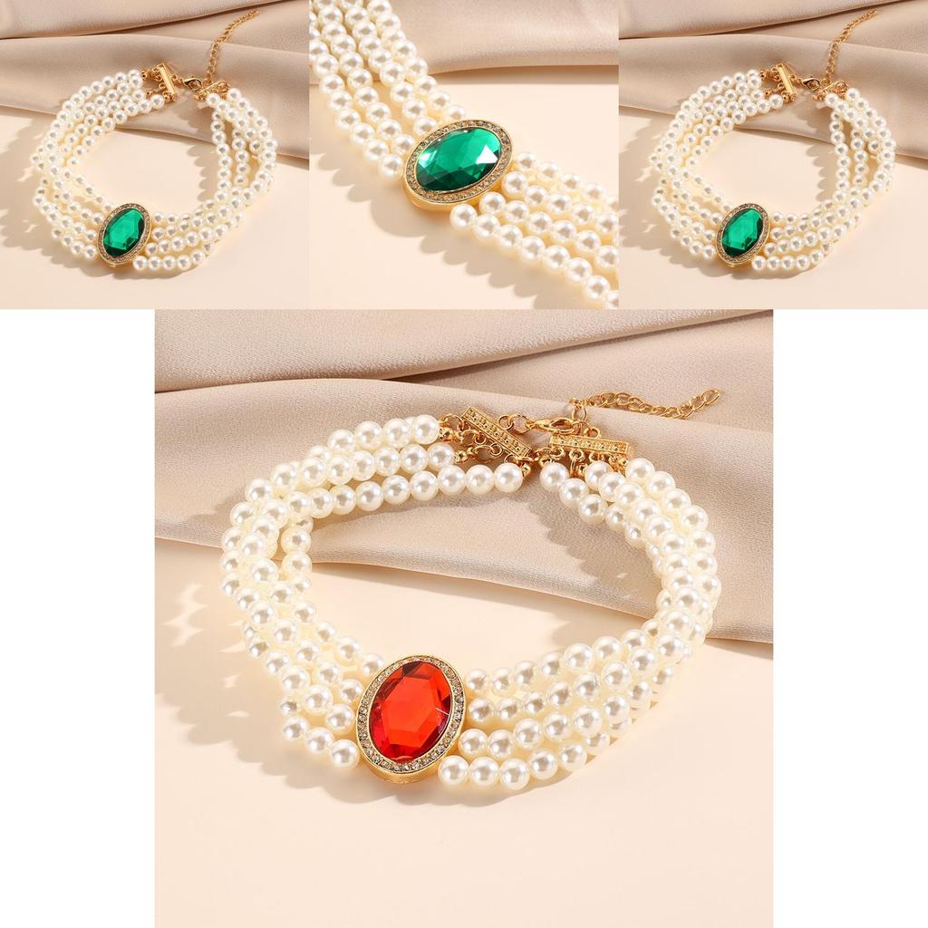 Многослойное элегантное дворцовое ожерелье с имитацией жемчуга и драгоценных камней, аксессуар на шею