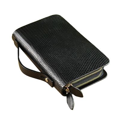 Клатч EVERSOUL из кожи ящерицы с большим отделением, слотами для смартфона и карт, унисекс, черный