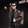 Осенняя кожаная куртка из козьей кожи, мужская короткая мотоциклетная кожаная куртка с лацканами, модное трендовое пальто