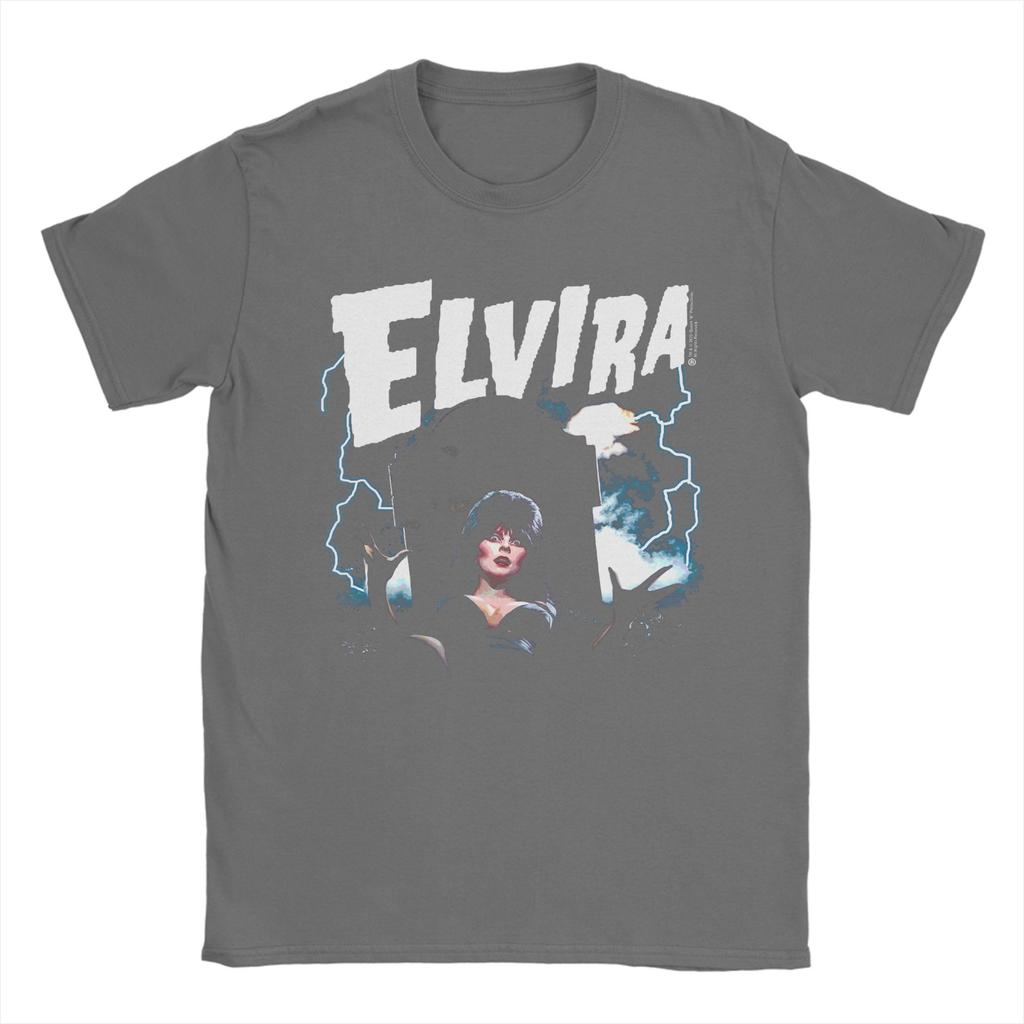 Elvira Mistress of The Dark Grave and Lightning Unisex TShirt Vintage Tees Short Sleeve Crewneck TShirts Cotton Plus Size Clothes