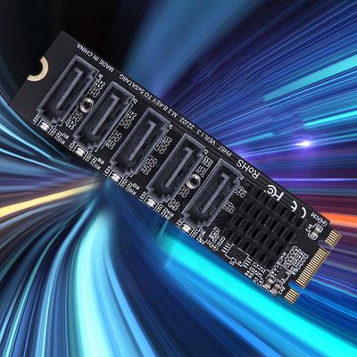 Карта-райзер M.2 MKEY PCI-E 5/6-портовая карта-адаптер M.2 к SATA 3.0 Конвертер NVME к SATA Адаптер SATA3.0 6 Гбит/с Поддержка функции PM