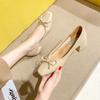Fashion Spring and Summer Large Size Chunky Heels New Spring and Autumn Women's Soft Leather Middle Heel Square Head