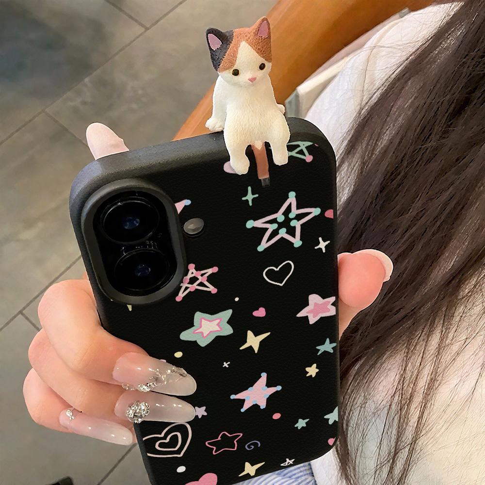 3D Чехол для телефона для iPhone 11 13 17 Pro Max 17 Air Case iPhone 13 15 16 Pro Max 12 14 Pro Max 14 15 Plus Милый 3D Котенок Мультяшный Кожаный