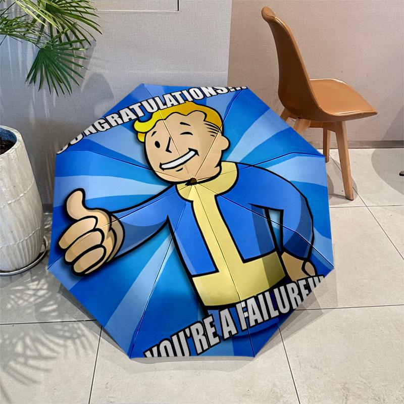 NUKA-BOMBS Fallout Umbrella with Automatic Open/Close & Self-8-Rib Heavy-Duty Umbrella, Compact Travel Umbrella Suitable for Outdoor