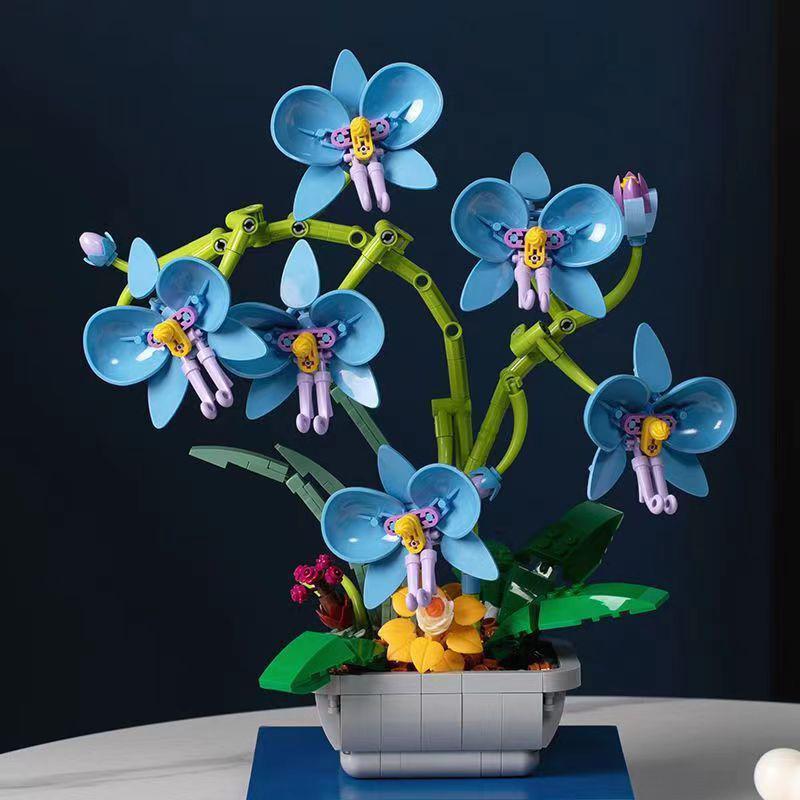 Creative Bouquet Orchid Flowers Building Blocks City Romantic Home Decoration Diy Friends Bricks Toys For Children Girls Gifts