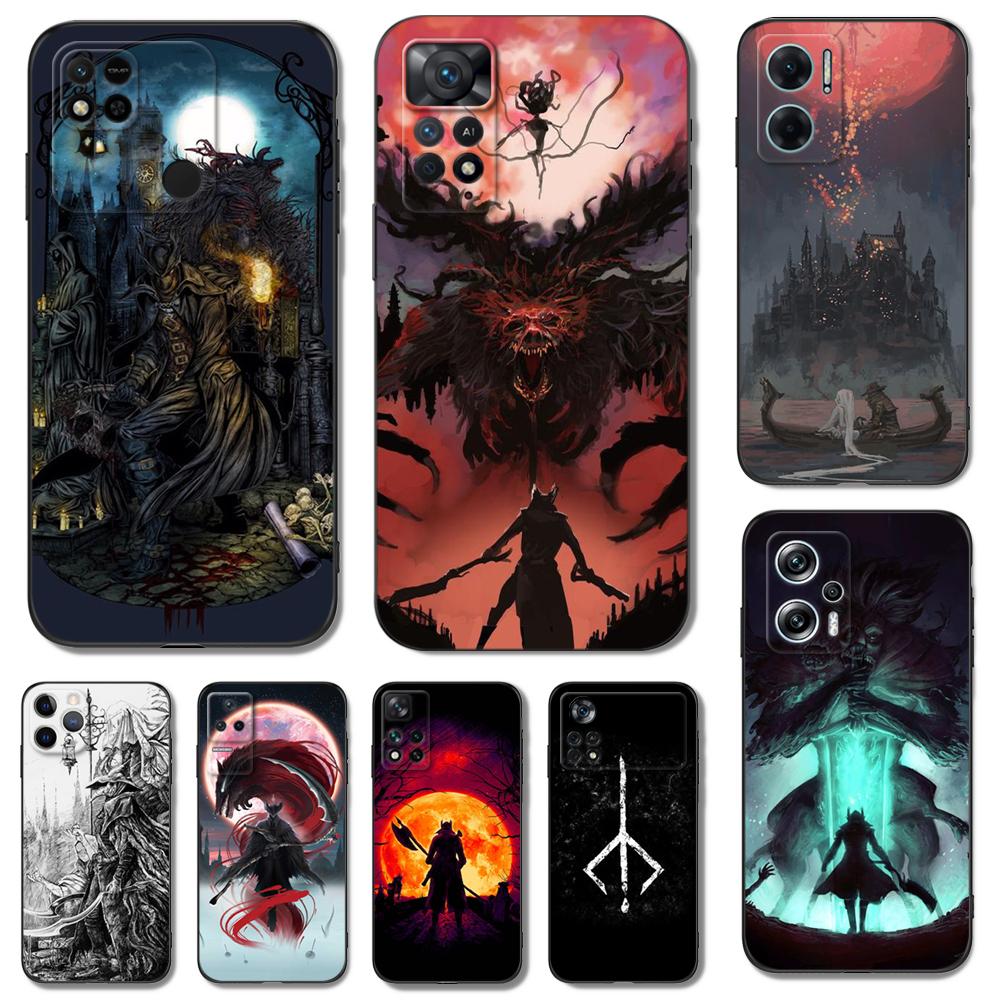 Черный чехол из ТПУ для Xiaomi 12 12T lite SX 11lite NE 11i 11T Pro Redmi 10 10A 10C 4G 5G Bloodborne Blood Moon Art