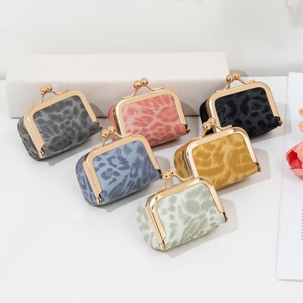 PU Leather Kiss Lock Coin Purse Leopard Print Small Item Bag Leather Jewelry Bag Jewelry Storage