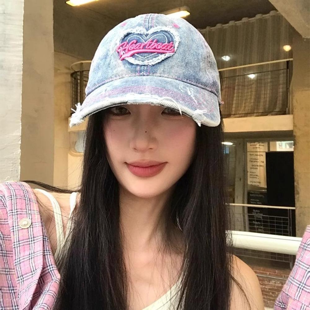 Винтажная бейсболка в корейском стиле Love Denim Snapback Cap Модные кепки с козырьком с надписью Уличная