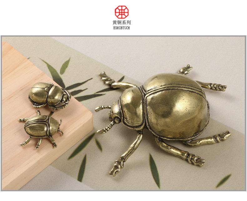 Solid Brass Beetle Ladybug Figurines Miniatures Tea Pet Funny Insect Crafts Collection Desktop BIG Ornaments Home Decorations