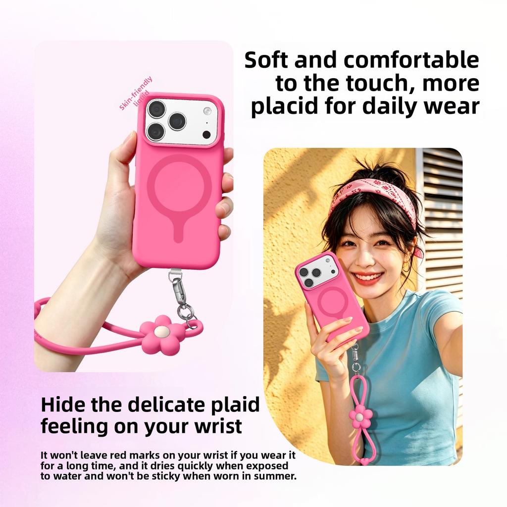 Cute Flower Wrist Strap Phone Lanyard for iPhone 18 Pro Max 17 16 15 14 13 12 11 Shockproof Adjustable Skin Feel Portable Strap