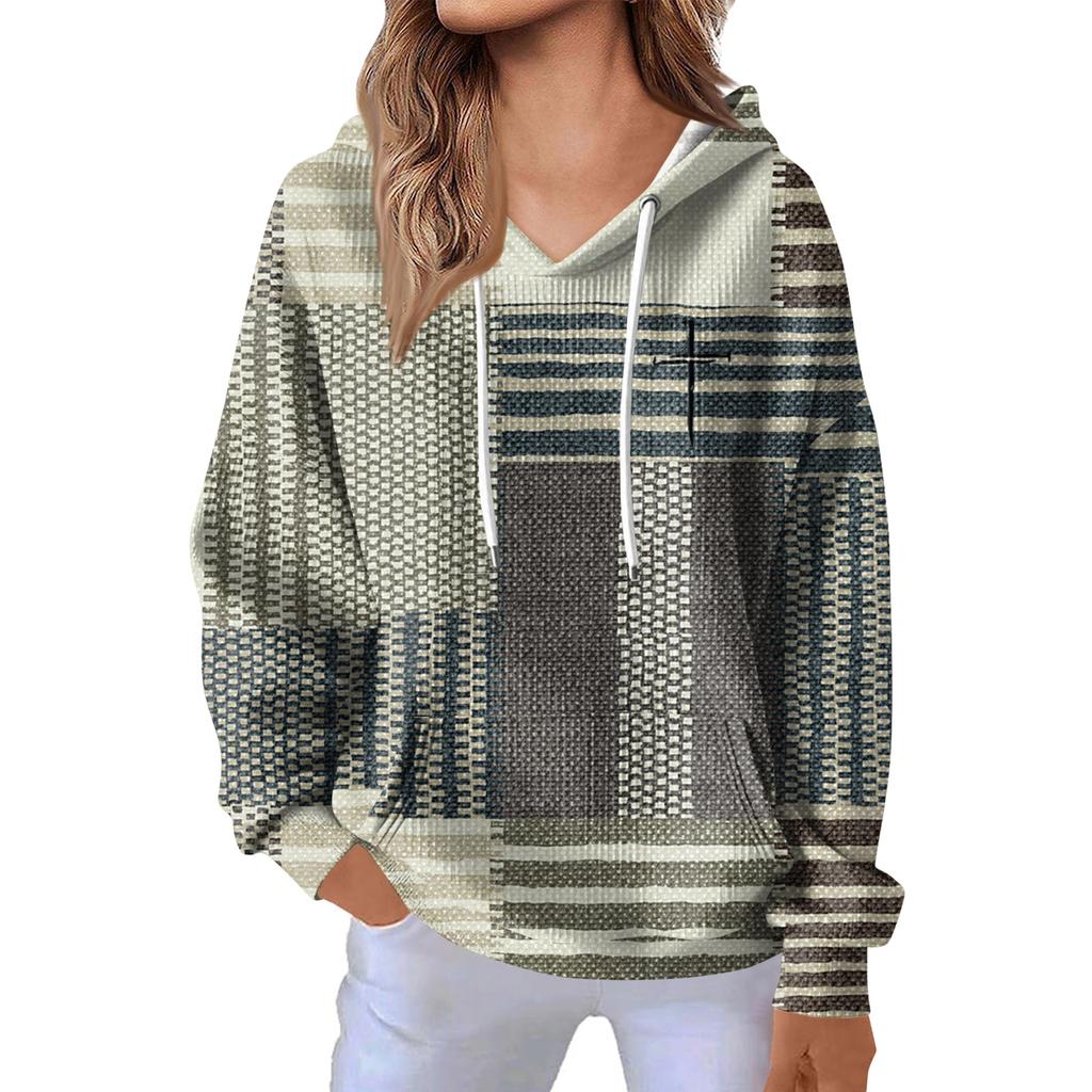 Women's Fashion Casual Long Sleeve Solid Color Hooded Sweatshirt Tops