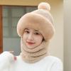 New Thickened Fur Ball Wind And Snow Cap Autumn And Winter Plush Hat Female Padded Warm Cycling Scarve Hat Women's Hat