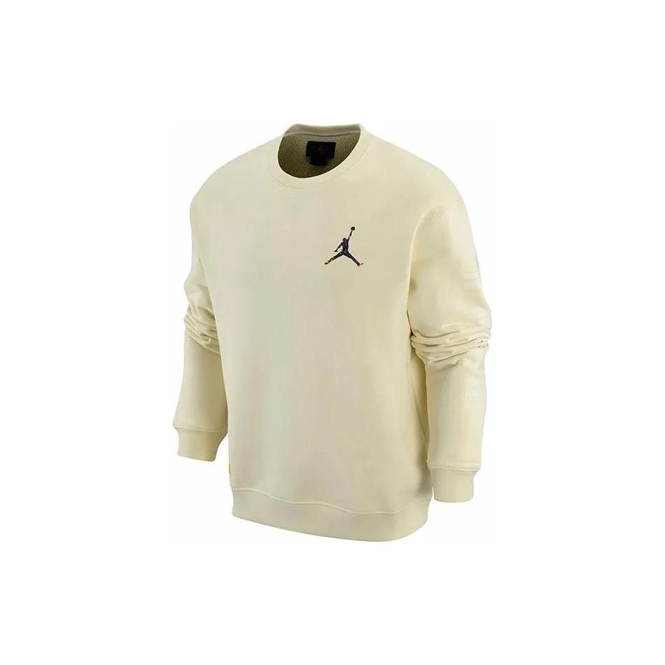 Jordan Cream Sweatshirts Men's Coconut Milk Crew Neck Moderate Regular (Unisex) Sweatshirts FB7658 113