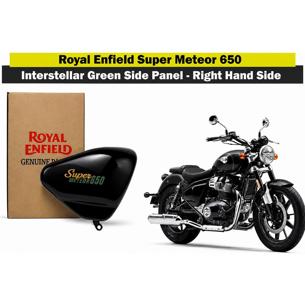 Royal Enfield Super Meteor 650 "Interstellar Green Side Panel Right Side"