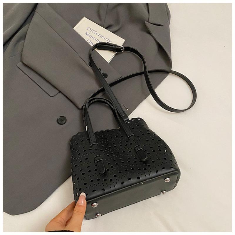 Сумка с вырезами, модная сумка-ведро в корейском стиле, простая и стильная, большой вместимости, сумка через плечо