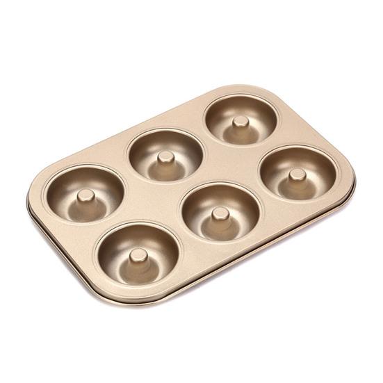 Donut Baking Pan 6-Count Carbon Steel Nonstick Donut Pan for Baking Easy Release Doughnut Molds Multifunctional Bakeware for Cakes Muffins Pies
