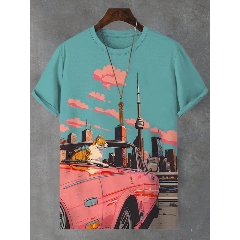 Summer Cartoon Funny Beer Cat 3D Print T-Shirts Men Women Short Sleeve T Shirt Oversized Harajuku Y2k Tops Casual Tees Man Clothing