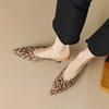 Design Sense 2025 New Pointed Head Thin Heel Bag Head Medium Heel Half Slippers Female Leopard Print and Sandals Apricot