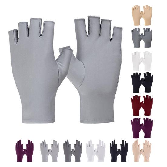 Half Fingers Gloves Super Soft Breathable Stretchy Friendly To Skin Ultra-Thin Block UV Spandex Summer Sunscreen Semi-Finger Riding Gloves