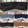 5 Seater Recliner Cover, 7-Piece Velvet Recliner Corner Sofa Cover, Stretch L Shape Reclining Sectional Couch Covers for 5 Cushion Sofa Slipcovers