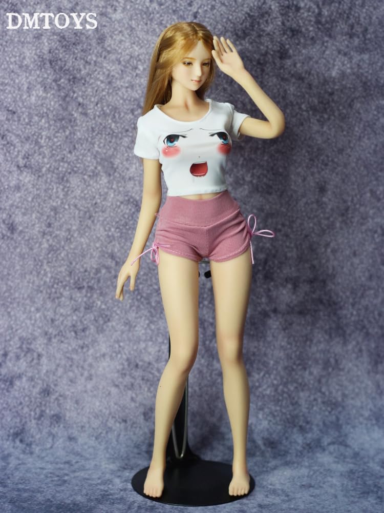 Игрушка для хобби, совместимая с телом TBLeague для масштабной фигурки DMTOYS, белая футболка и короткие штаны, спортивная одежда для сексуальных красивых девушек и голова