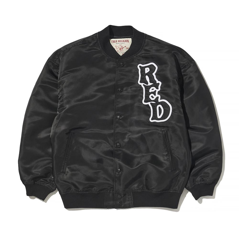 Код Truereligion. Красная нейлоновая куртка в стиле varsity черная