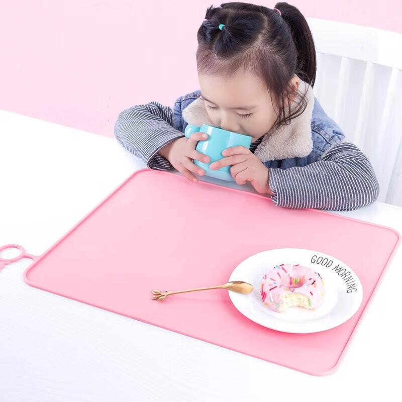 Placemat for Primary School Students, Silicone Table Mat, Waterproof And Non-Slip Heat Insulation Pad for Children, School Lunch Mat, 31*41cm, Pink